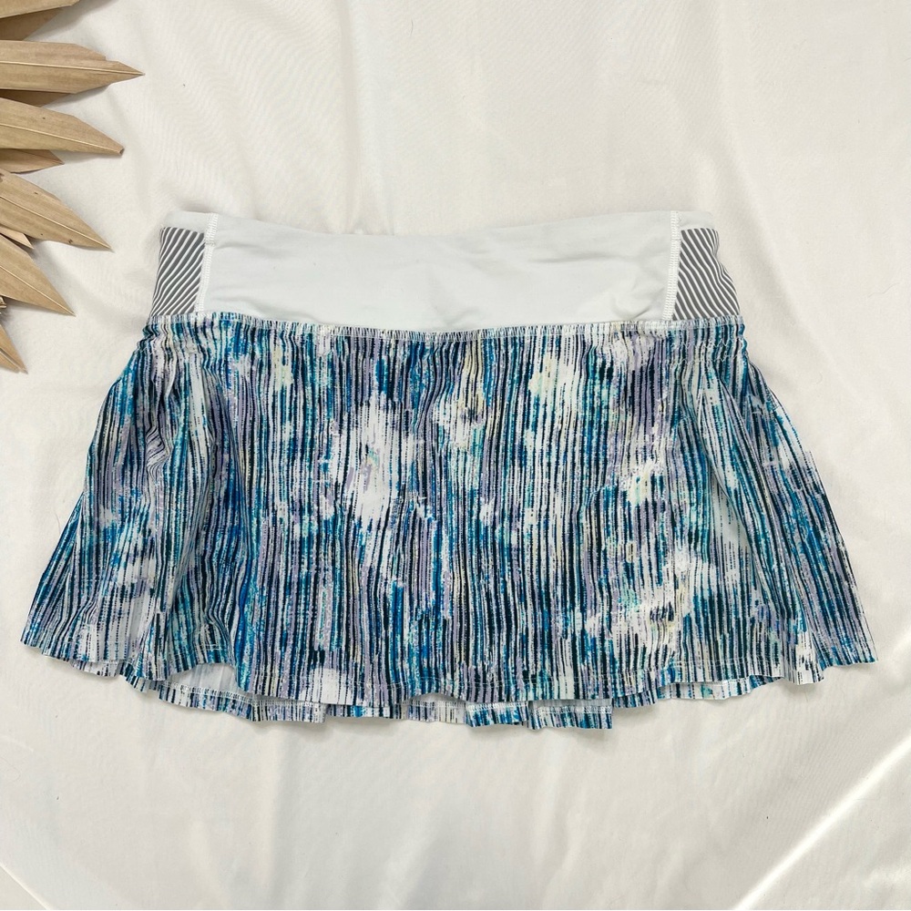 Lululemon Time To Shine Blurry Belle Multi Battleship White Striped Tennis Skirt
